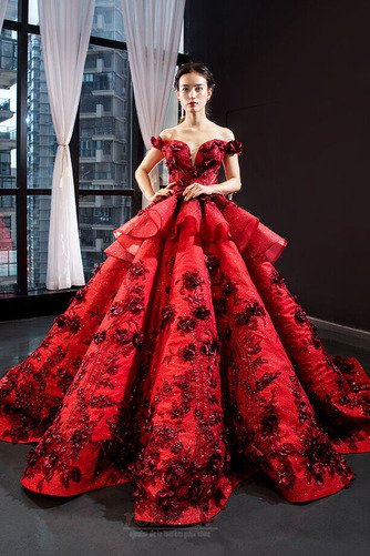 Robe de bal Longue Rosée épaule Cérémonial Manche Courte Mariage - Page 1