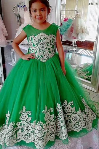 Robe de fille de fleur Dentelle A-ligne Automne Formelle Orné de Nœud à Boucle - Page 1