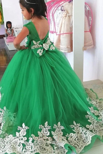 Robe de fille de fleur Dentelle A-ligne Automne Formelle Orné de Nœud à Boucle - Page 3