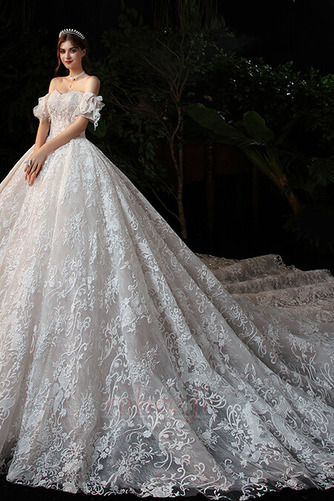 Robe de mariée Manche Courte A-ligne Naturel taille Formelle - Page 5