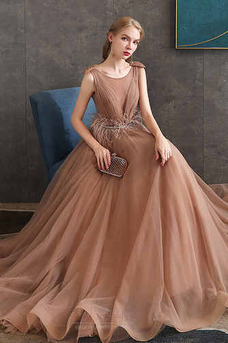Robe de soirée Tulle A-ligne Laçage Perle Fête Naturel taille - Page 7