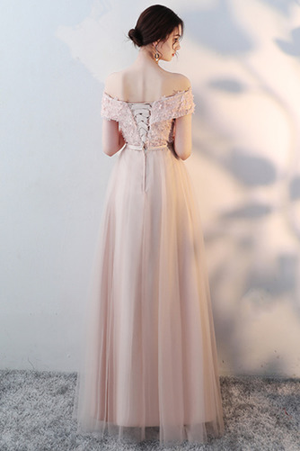 Robe de demoiselle d'honneur Elégant Rosée épaule Lacez vers le haut - Page 9