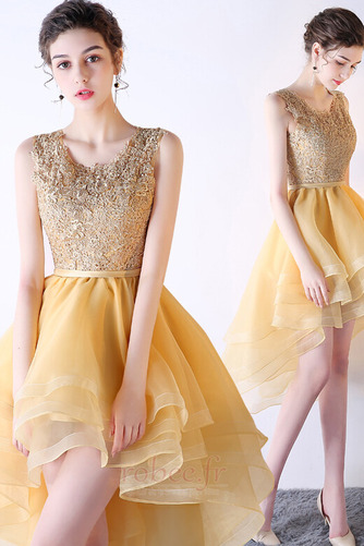Robe de bal Décalcomanie Manquant Asymétrique Couvert de Dentelle - Page 3