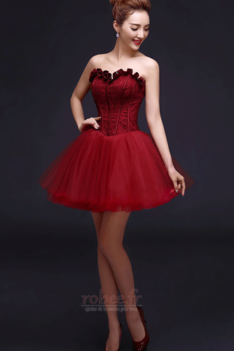 Robe de cocktail Laçage Courte Sans Manches Dentelle Naturel taille - Page 3