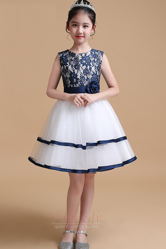 Robe de fille de fleur Orné de Rosette Dentelle Sans Manches - Page 1