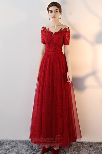 Robe de bal Tulle Médium Naturel taille Fête Rosée épaule Dentelle - Page 1