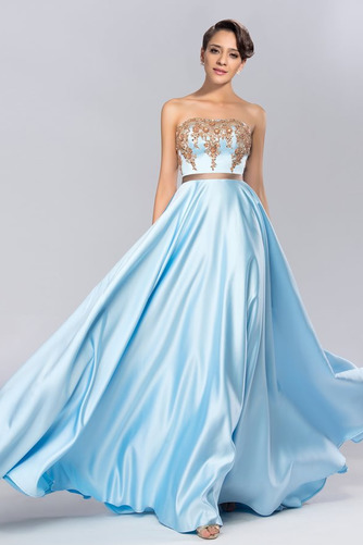 Robe de bal Sans Manches Traîne Courte Satin Élastique Nœud à Boucles - Page 1