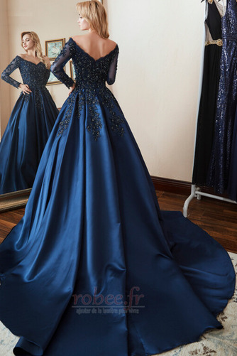 Robe de soirée Perlé Train de petit Fête Manche Aérienne Dos nu - Page 2