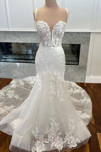 Robe de mariée Sirène Bretelles Spaghetti Fermeture à glissière - Page 3