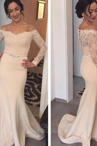 Robe de soirée Dentelle Manche Aérienne Naturel taille Haute Couvert - Page 1