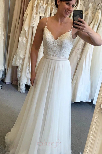 Robe de mariée Elégant A-ligne Bretelles Spaghetti net Longueur de plancher - Page 1