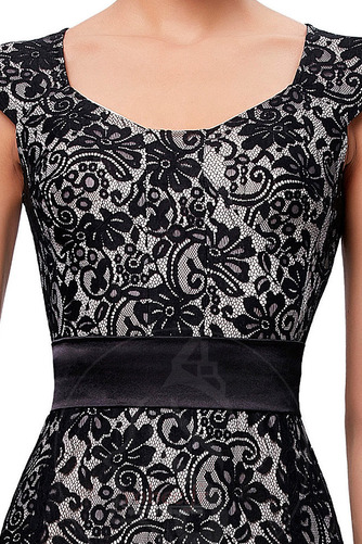 Robe de soirée Dentelle Longueur au sol Manche Courte Fermeture à glissière - Page 5
