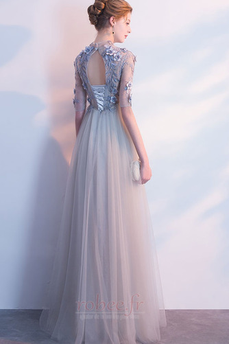 Robe de soirée Tulle Manche de T-shirt Décalcomanie Luxueux Longueur Cheville - Page 2