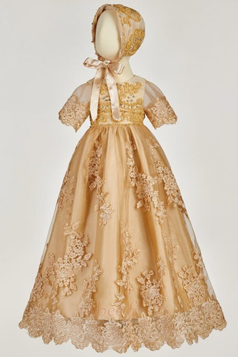 Robe de fille de fleur Dentelle Froid Manche Courte Fermeture à glissière - Page 1