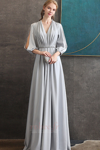 Robe de soirée Col en V Drapé Manche Longue Longueur de plancher - Page 1