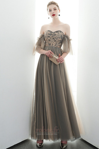 Robe de soirée Tulle Chaussez Ballon a ligne Drapé Longueur Cheville - Page 1