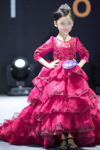Robe de fille de fleur Naturel taille Couvert de Dentelle Festonné - Page 3