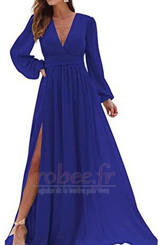 Robe de soirée Col en V Mousseline Manche Longue Naturel taille - Page 5