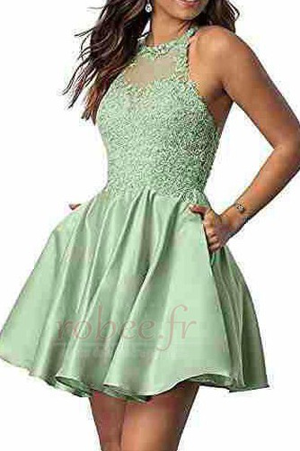 Robe de cocktail Courte Soie Été Petit collier circulaire Naturel taille - Page 1