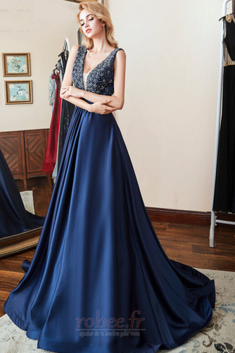 Robe de bal Fourreau Avec Bijoux A-ligne Perle Sans Manches Col en V Foncé - Page 3