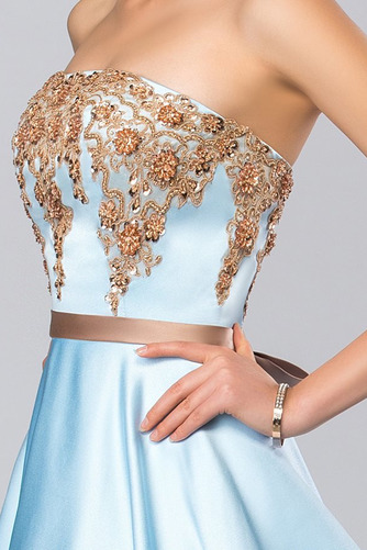 Robe de bal Sans Manches Traîne Courte Satin Élastique Nœud à Boucles - Page 4