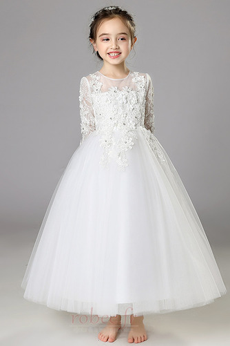 Robe de fille de fleur Tulle Décalcomanie Longueur Cheville Naturel taille - Page 1