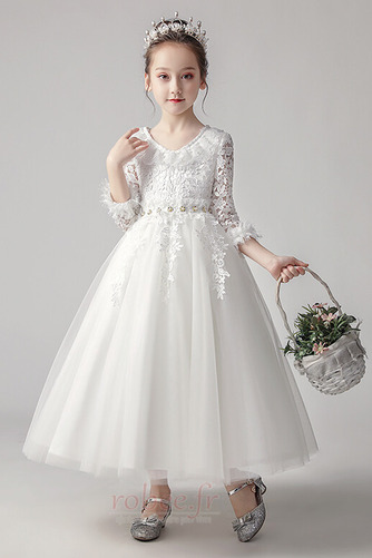 Robe de fille de fleur Norme Longueur Mollet Col en V Fermeture à glissière - Page 3