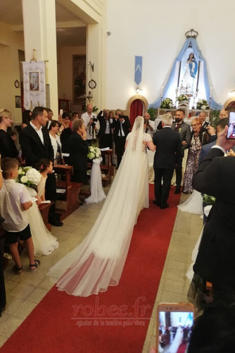 Robe de mariée Manche Courte Manche Aérienne Pomme Gaze Longueur de plancher - Page 2