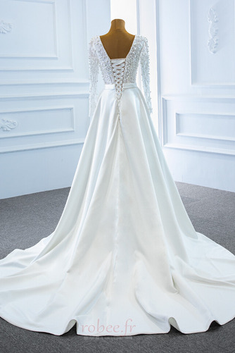 Robe de mariage Hiver A-ligne Manche Aérienne Laçage Satin Manche Longue - Page 2