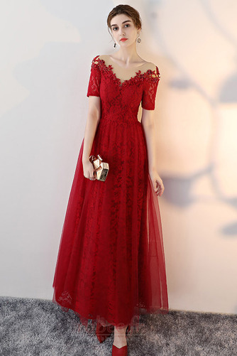 Robe de bal Tulle Médium Naturel taille Fête Rosée épaule Dentelle - Page 4