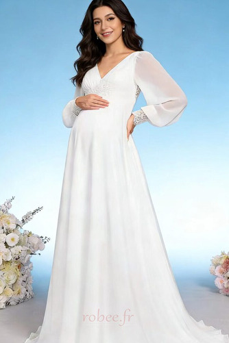 Robe de mariée Grossesse Manche Longue taille haute Drapé Longue - Page 3