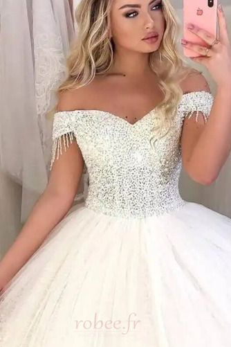 Robe de mariée Hiver aligne Laçage Vente net Perle Rosée épaule - Page 3