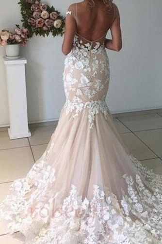 Robe de mariée Elégant Eglise Été Col Bateau Dentelle Naturel taille - Page 2