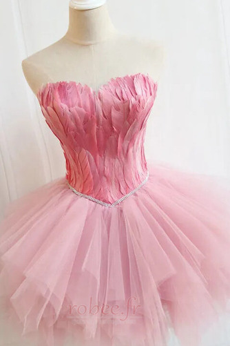 Robe de cocktail Romantique Printemps Col en Cœur Gradins Courte - Page 5