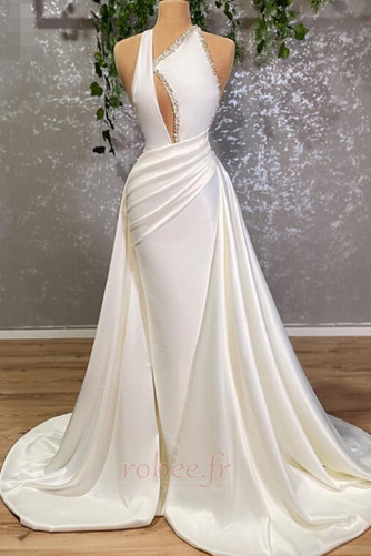 Robe de mariée Automne Décolleté Dans le Dos Train de petit Sans Manches - Page 1