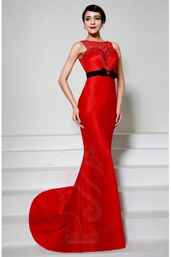 Robe de soirée Sirène Sans Manches Dentelle Médium Perle Orné de Nœud à Boucle - Page 3