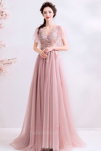 Robe de soirée Dos nu aligne Tulle Train de petit Dramatique - Page 1