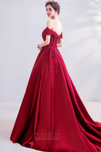 Robe de bal Naturel taille Drapé aligne Traîne Courte Satin Fête - Page 7