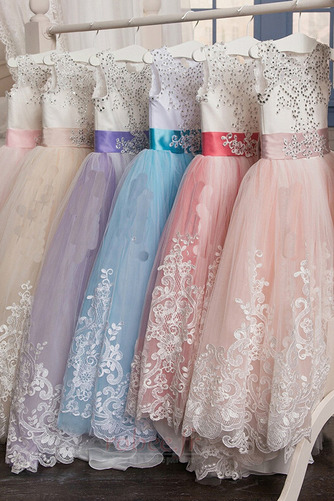 Robe de fille de fleur Dentelle Automne Naturel taille Corsage Avec Bijoux - Page 13