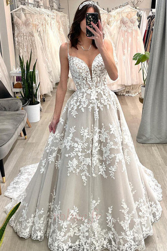 Robe de mariage Eglise Fermeture à glissière Dentelle Drapé A-ligne - Page 1