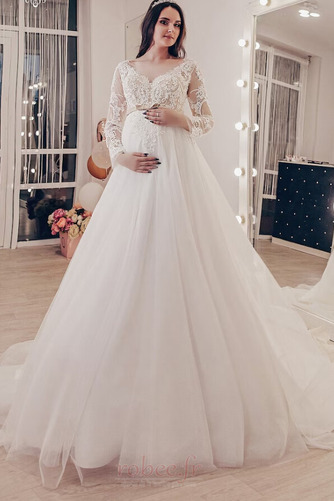Robe de mariée Manche Longue Empire Dentelle Longue Chaussez - Page 1