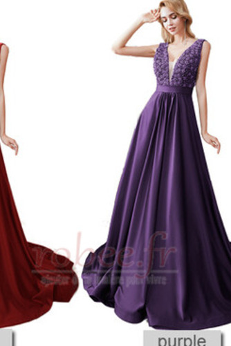 Robe de bal Fourreau Avec Bijoux A-ligne Perle Sans Manches Col en V Foncé - Page 7