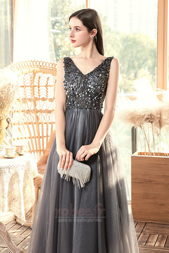 Robe de bal Dos nu Perle Tulle Longueur Cheville Epurée Naturel taille - Page 5