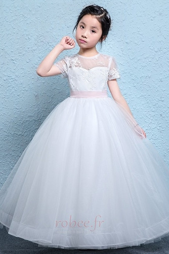 Robe de fille de fleur Tulle Montrer Fermeture éclair Orné de Nœud à Boucle - Page 4
