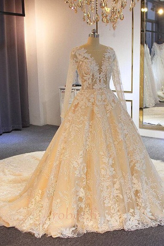 Robe de mariée Hiver Satin Manche Aérienne Manche Longue Formelle - Page 1