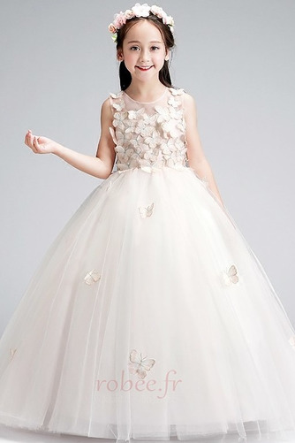 Robe de fille de fleur Formelle Naturel taille A-ligne Tulle - Page 1
