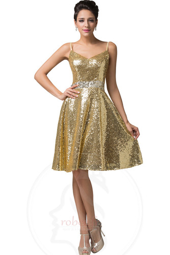 Robe de bal Longueur de genou Bretelles Spaghetti Fête Sans Manches - Page 1