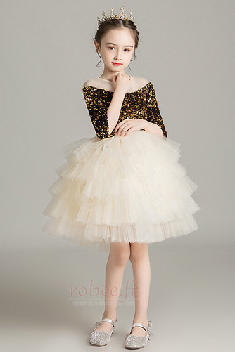 Robe de fille de fleur Longueur de genou Naturel taille Corsage Pailleté - Page 4