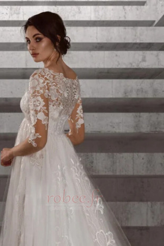 Robe de mariée Taille haute Col en V Foncé Manche Aérienne Dentelle - Page 6