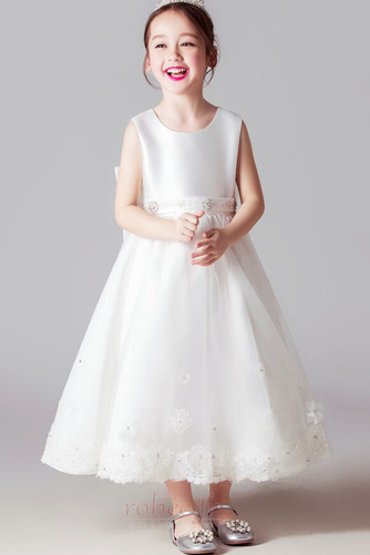 Robe de fille de fleur Tulle Col de chemise t Longueur Cheville - Page 1